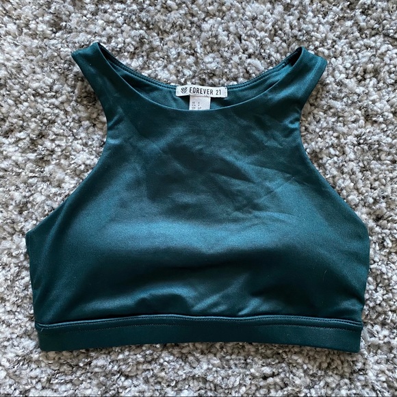 Green High Neck Sports Bra - F21 size S - Picture 1 of 4